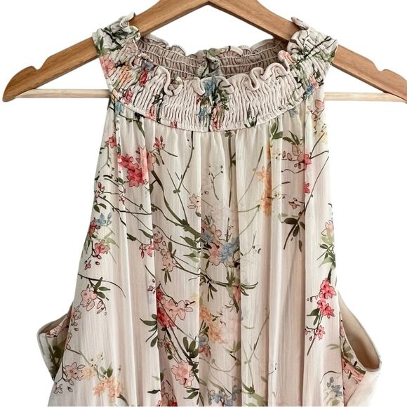 Taylor Women's Floral Tiered Halter Maxi Dress Size 16W Smocked Cottage Boho - Picture 2 of 9